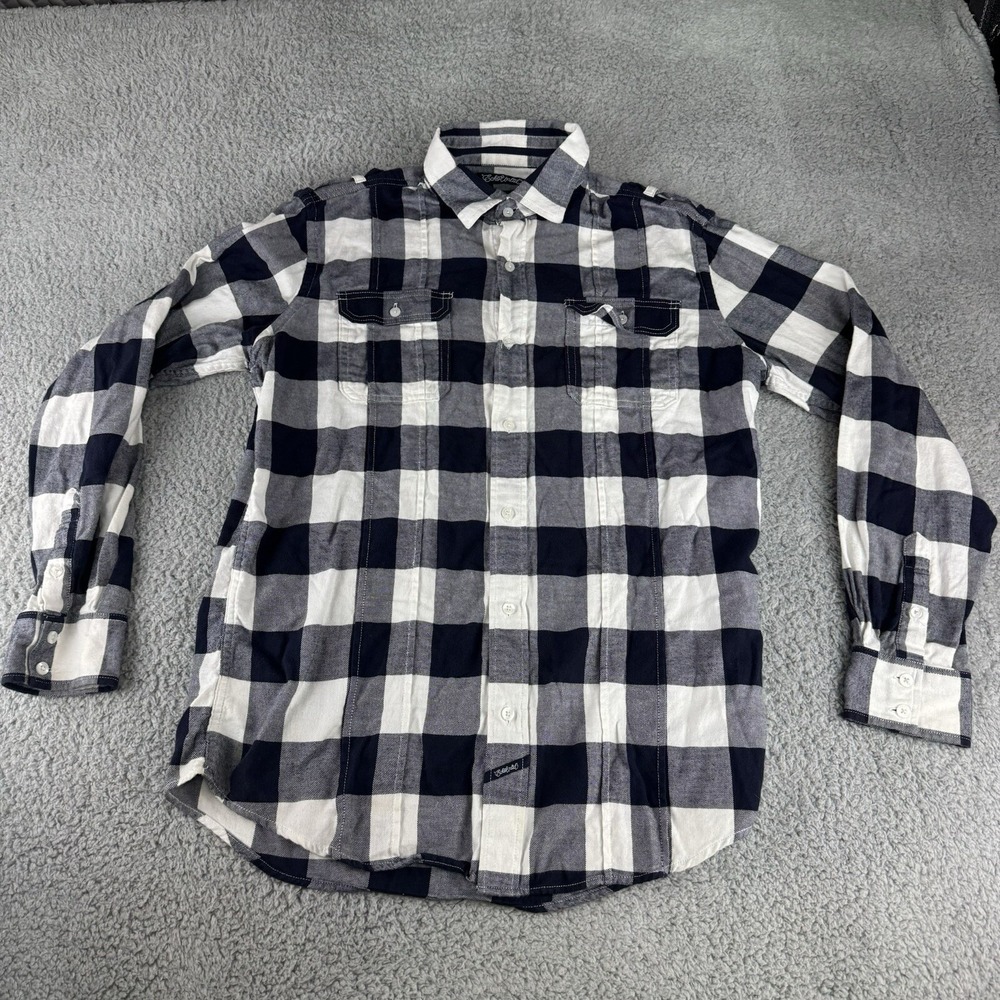 Ecko Unlimited Men's Adult Size LargeButton Shirt Long Sleeve Plaid Blue Work